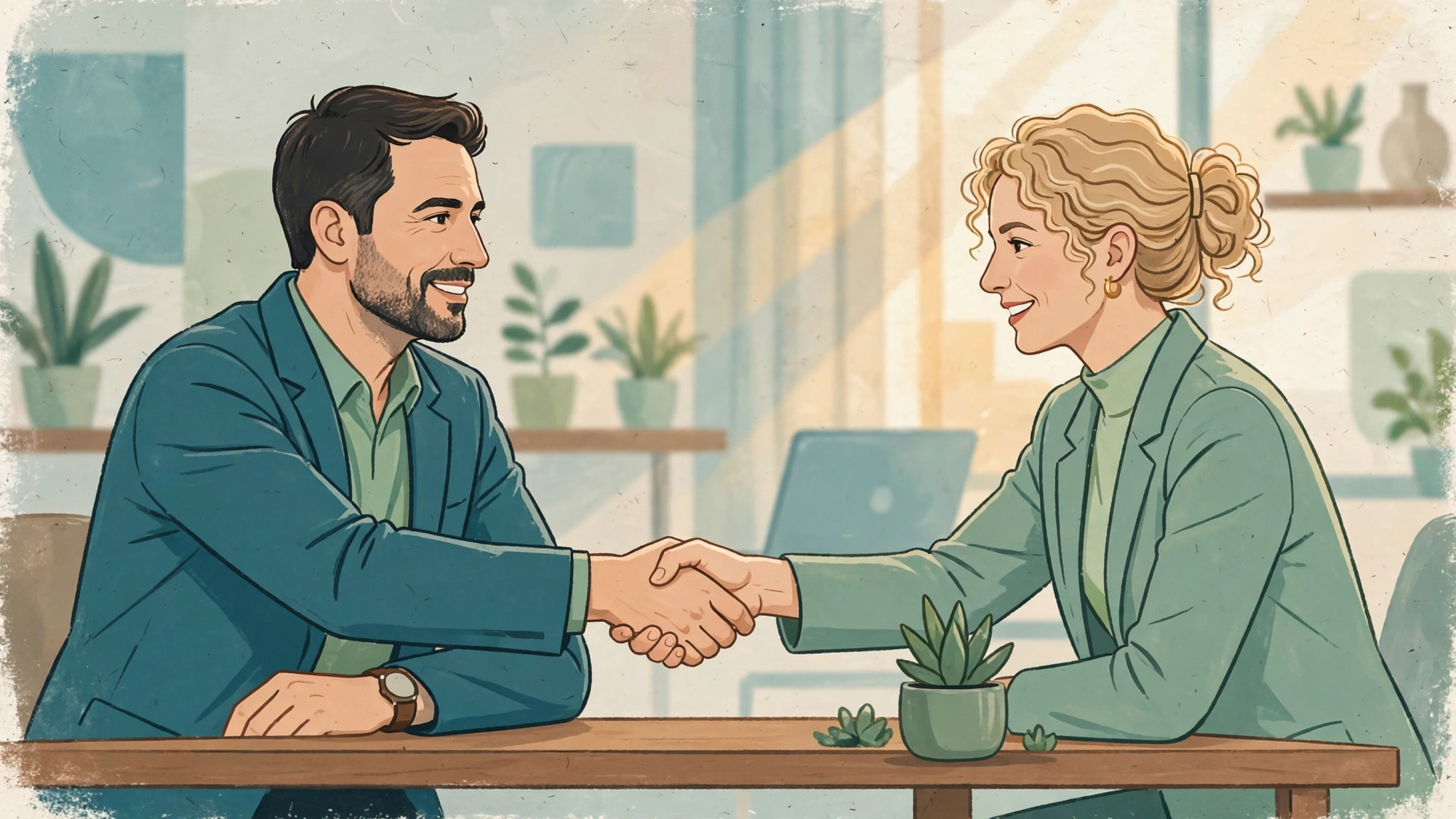 How to Choose an SEO Company in 2026: The Checklist Before You Sign | Syntrivo Innovations Handshake between a business owner and a consultant over a desk