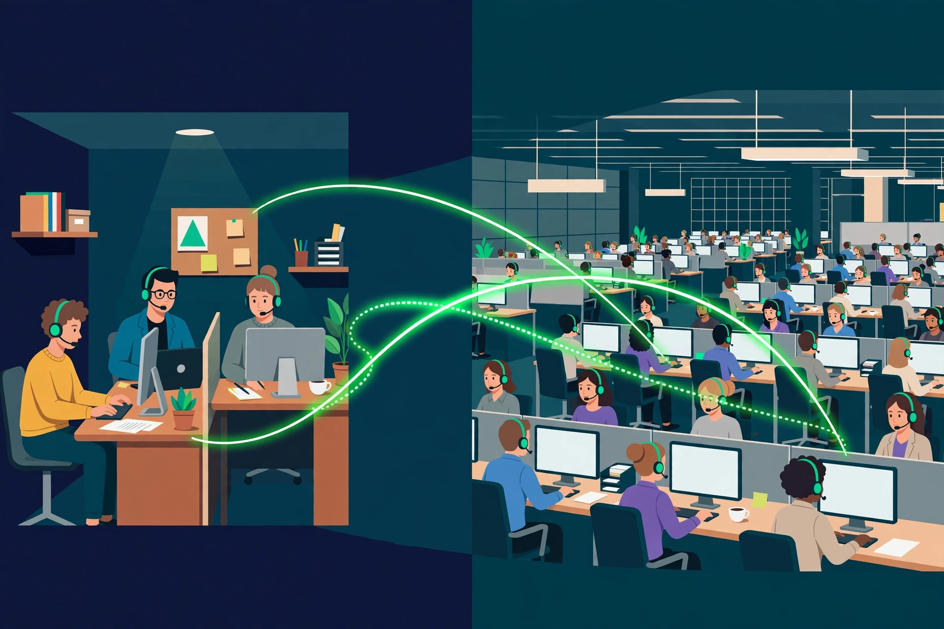 In-house call center team compared with an outsourced call center